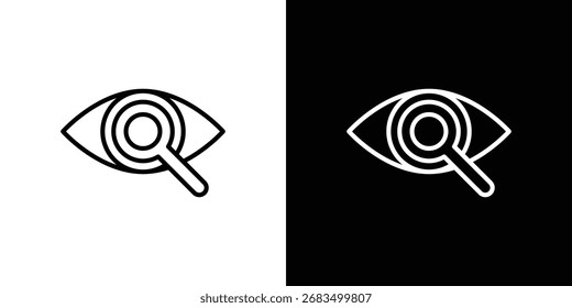 Icono de investigación Vector blanco y negro signo de contorno