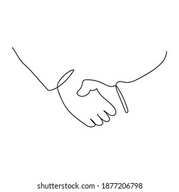 Investigation Icon. One Line Drawing Hands Shake. Vector Black And White Illustration