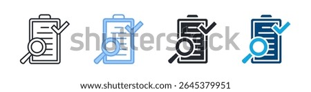 Investigation Icon Set Multiple Style. Designed In Outline, Blue, Glyph, Dual Tone