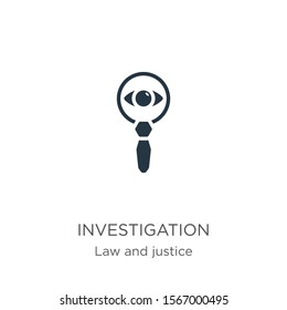 Vector de icono de investigación. Icono moderno de investigación plana de la colección de leyes y justicia aislado de fondo blanco. La ilustración vectorial se puede utilizar para diseño gráfico web y móvil, logotipo, eps10