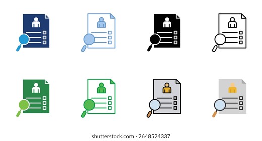 Investigation Icons Set Vector Multiple Style Collection