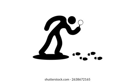 Investigation of the incident, following the trail of the criminal, black isolated silhouette