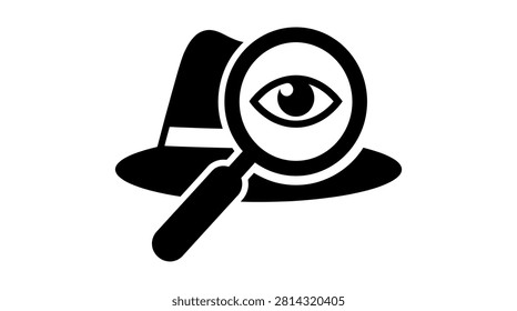 Investigation logo featuring detective hat and magnifying glass emblem for mystery and search themes.