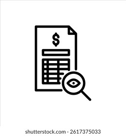 Investigation outline icon. document analysis black line illustration.