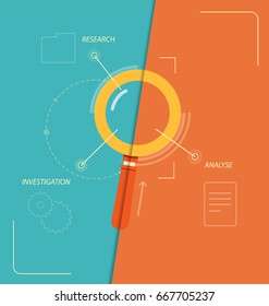 Investigation, research and analyse conceptual vector illustration. Business plan suitable.