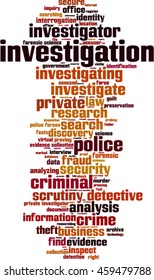 Investigation word cloud concept. Vector illustration