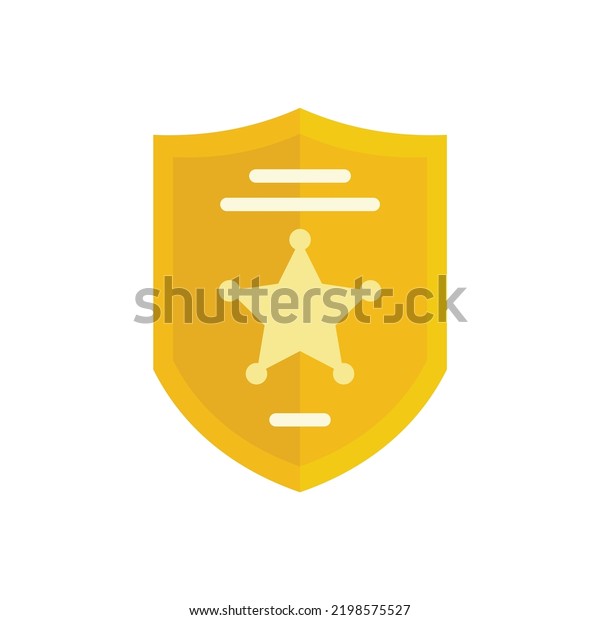 Investigator\
police shield icon. Flat illustration of investigator police shield\
vector icon isolated on white\
background
