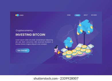 Investing Bitcoin Cryptocurrency Landing Page Template