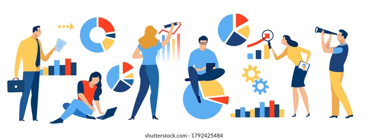 Investing. Business vector illustration. People searching for investment opportunities