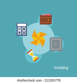 Investing Cycle Composition - Flat Design