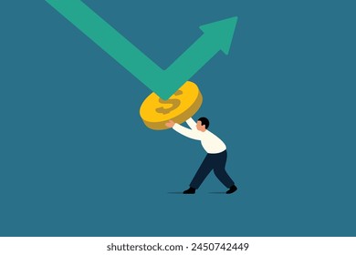 Investing in dollars or USD Future. Interest Rate Hike and Exchange Rate. Vector Illustration