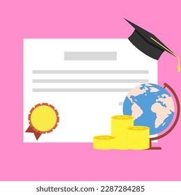 Investing in education. Books, knowledge, education. Vector, cartoon. Vector.