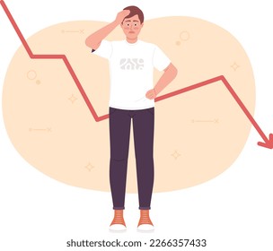 Investing failure flat concept vector spot illustration. Financial inflation. Editable 2D cartoon character on white for web design. Bad investment creative idea for website, mobile, magazine