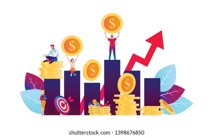 Investing in the future vector illustration. Flat design concept for smart investment, finance and banking
