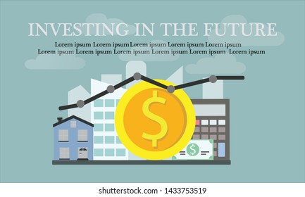 Investing in the future vector illustration. Flat line design concept for smart investment