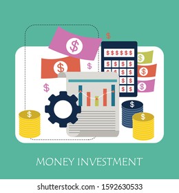 Investing in the future vector illustration. Flat line design concept for smart investment, finance and banking, commercial real estate, strategic management, financial analysis and planning template