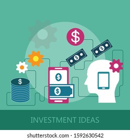 Investing in the future vector illustration. Flat line design concept for smart investment, finance and banking, commercial real estate, strategic management, financial analysis and planning template