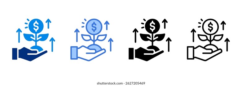 Ilustração de vetor de vários estilos de conjunto de ícones de investimento