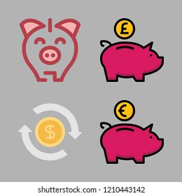 investing icon set. vector set about piggy bank and investment icons set.