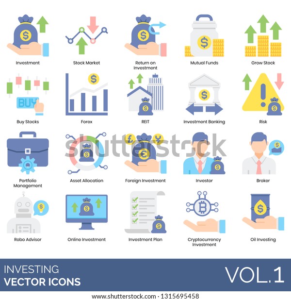 Investing Icons Including Investment Stock Market Stock Vector - 