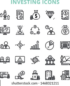 investing iconset with 25 design and blac and white style