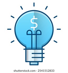 Icono de la idea de inversión, Ilustración vectorial azul del gradiente