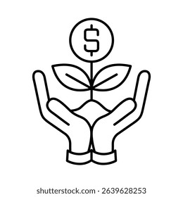 Investing Line Icon. Investment, Finance, Economy, Portfolio, Strategy, Money, Investor, Currency, Retirement, Wealth Icons. Editable Stroke Vector Illustration