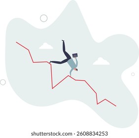 Investing in market downturn, recession or financial crisis, short sell or make profit in stock market, crypto currency decline concept.flat character life .