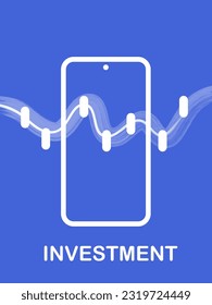 Investing in a mobile application anywhere at any time. Vector business company investment graphic