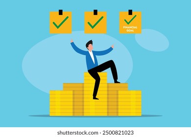 Investing money, management isolated on bright blue 2d flat vector illustrations