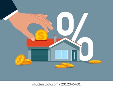 Investing money in property. Mortgage loan. Safe property purchase deal, transaction security. Flat vector illustration. 