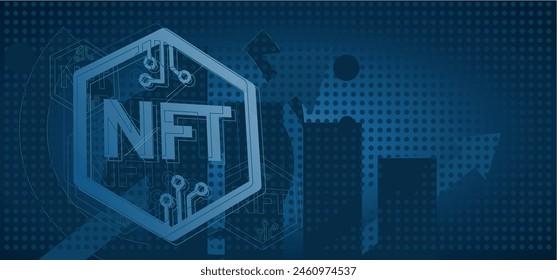Invertir en nft, fondo de Vector azul