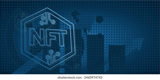  Investing in nft, blue vector background
