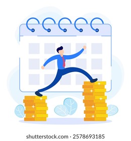 Investing person character graphic vector illustration. Achieve profits, income, progress, economic growth in the future.