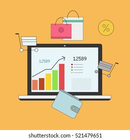 Investing And Personal Finance, Credit And Budgeting. Cashflow Management And Financial Planning. E-commerce. Vector Illustration