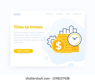 Investing website template design, vector