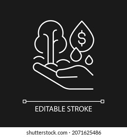 Investing white linear icon for dark theme. Small business. Financial support. Risk and return. Thin line customizable illustration. Isolated vector contour symbol for night mode. Editable stroke
