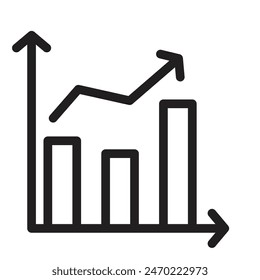 Investmen Chart Icon, Line Art Style Design Isolated On White Background