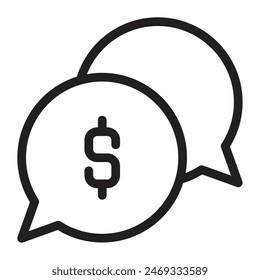 Investmen Money Bubble Chat Icon, Line Art Style Design Isolated On White Background