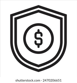 Investmen Money Guard Icon, Line Art Style Design Isolated On White Background