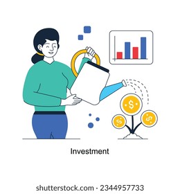 Vector de concepto abstracto de inversión en una ilustración bursátil de estilo plano