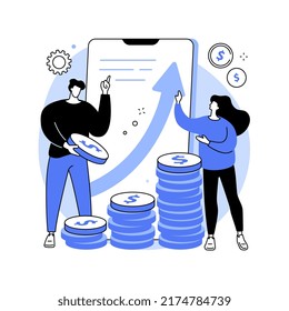 Investment abstract concept vector illustration. Investment benefit, financial adviser, stock broker, income dividends, interest, rental income, foreign currency exchange rates abstract metaphor.