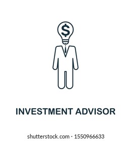 Investment Advisor icon outline style. Thin line creative Investment Advisor icon for logo, graphic design and more.