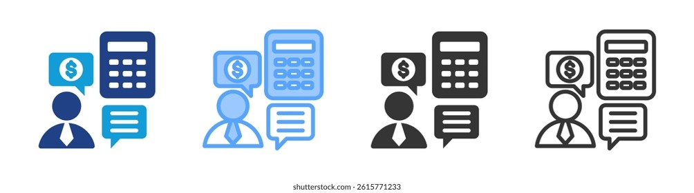 Investment Advisor icon set multiple style collection