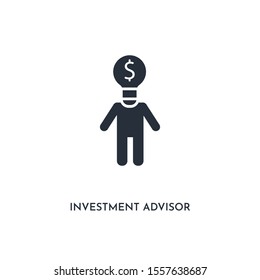 investment advisor icon. simple element illustration. isolated trendy filled investment advisor icon on white background. can be used for web, mobile, ui.