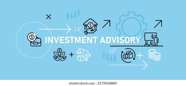 Investment Advisory conceptual business strategy financial planning opportunity management accountability report legal regulation design icon outline set collection