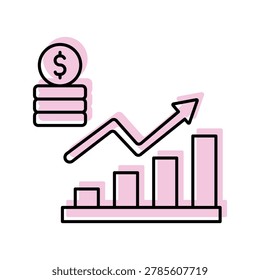 Investment Analysis color shadow thinline icon , vector, pixel perfect, illustrator file 