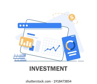 Investment analysis concept banner,Financial planning,Data analysis concept,Business concept for marketing ,analysis and brainstorm,flat design icon vector illustration