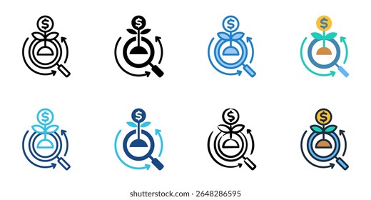 Investment analysis icon set multiple style collection 
