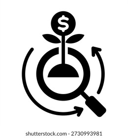 Investment Analysis Icon - Solid Black Glyph Icons For Accounting and Business
